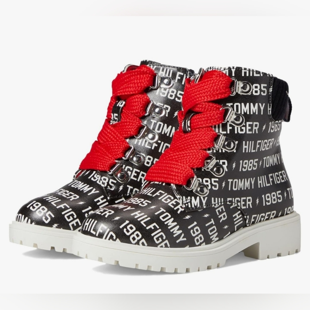 Girls Tommy Hilfiger SUZEE ZIP Black/Red/White Boots